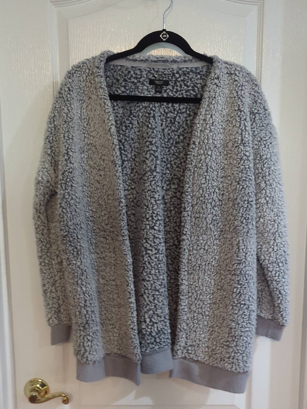 Simply Vera Vera Wang Light Gray Plush Open-Front Cardigan Sz S